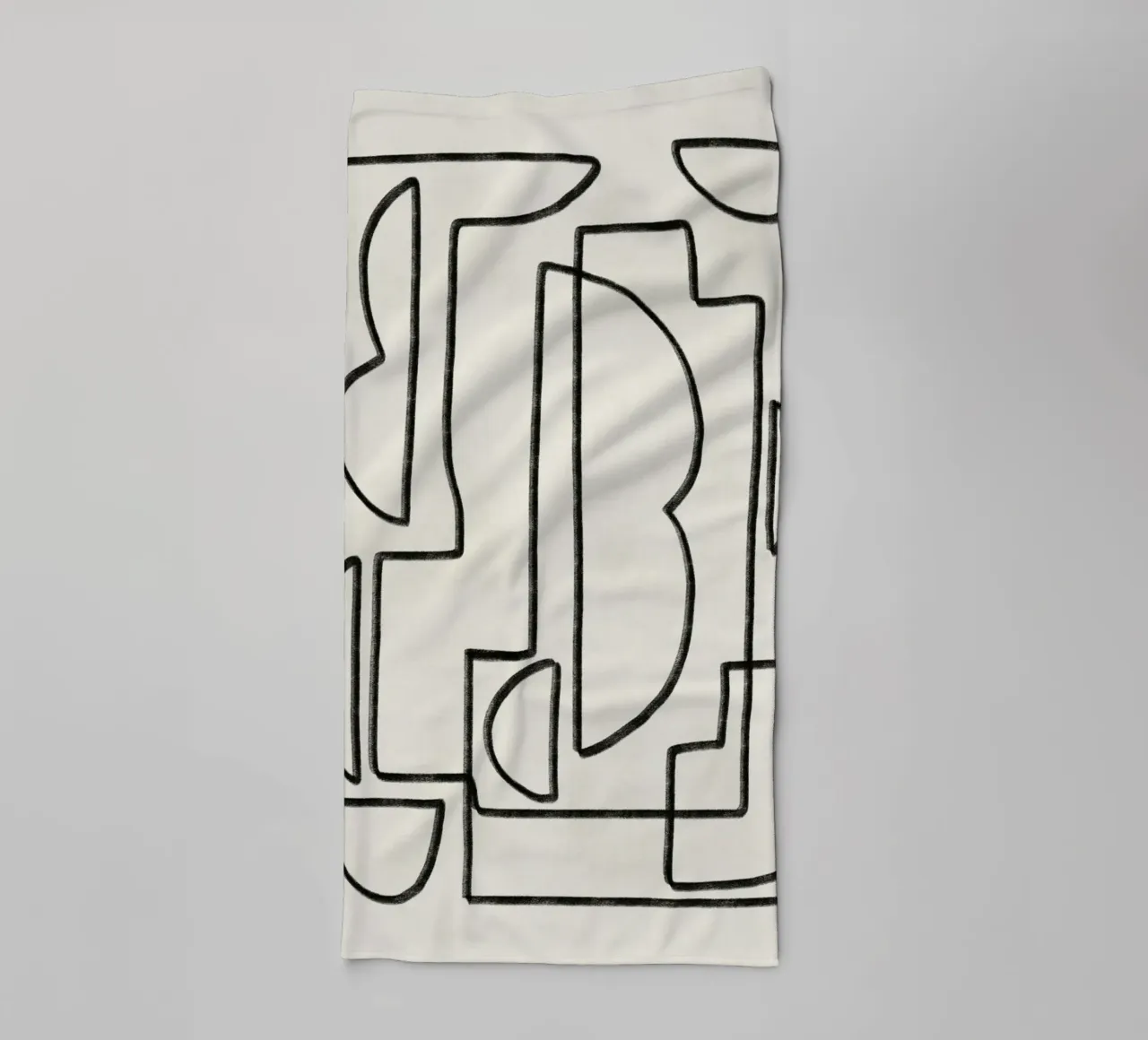 Line art geometry abstract towel by Little Dean