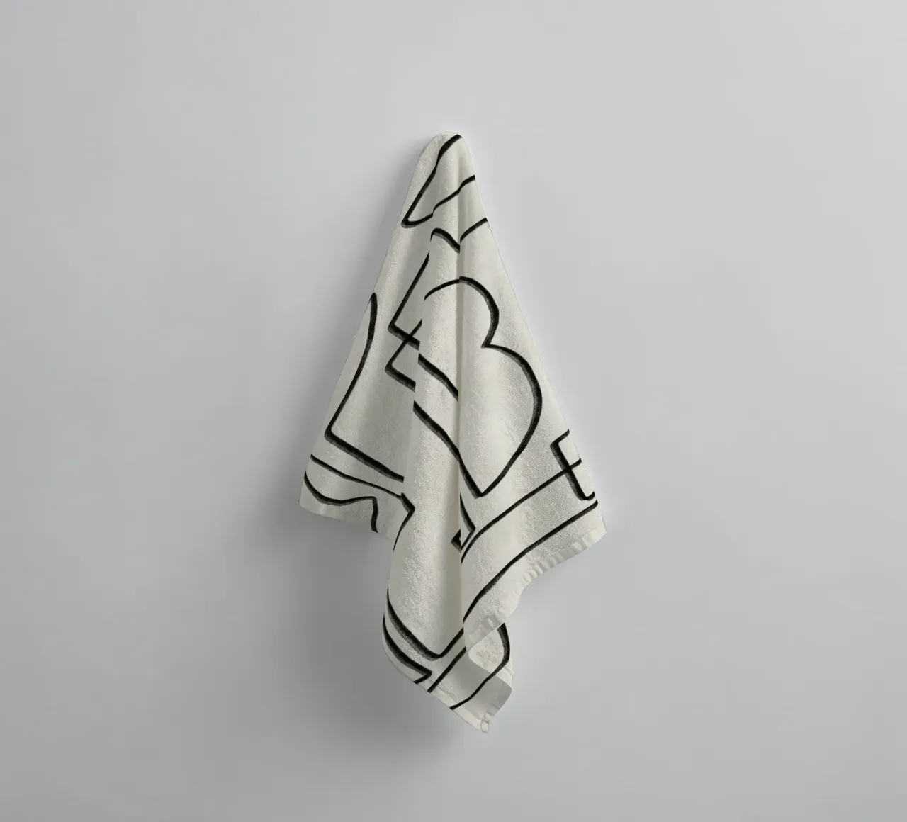 Line art geometry abstract towel by Little Dean