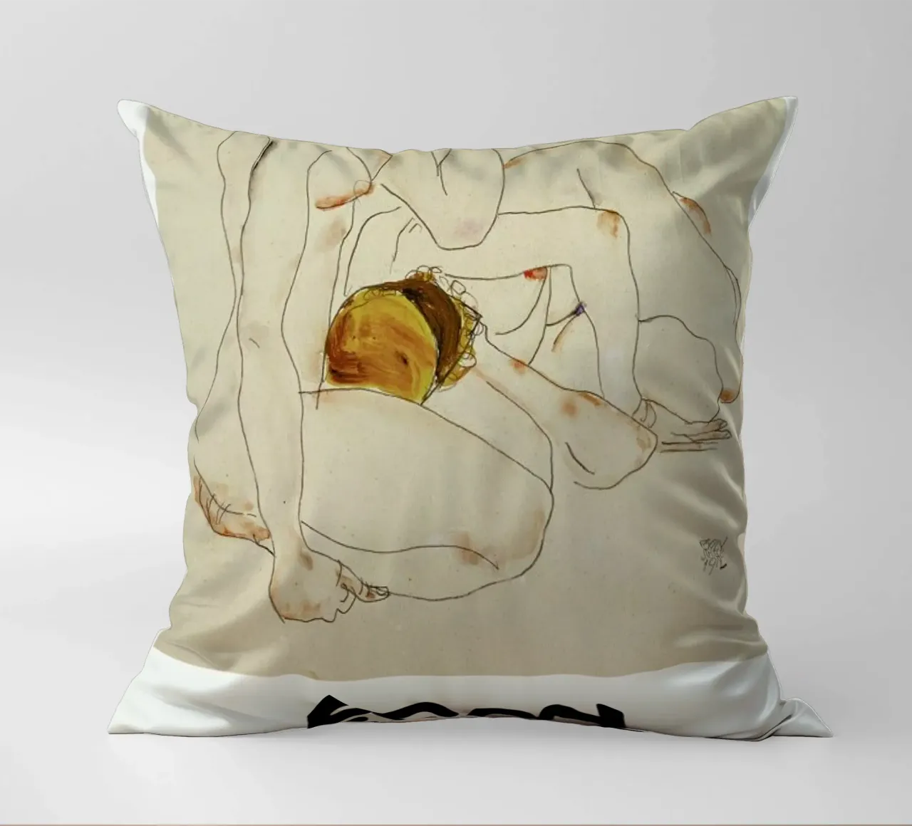 Schiele - Two Friends III cuscino da Vintage by JUNIQE