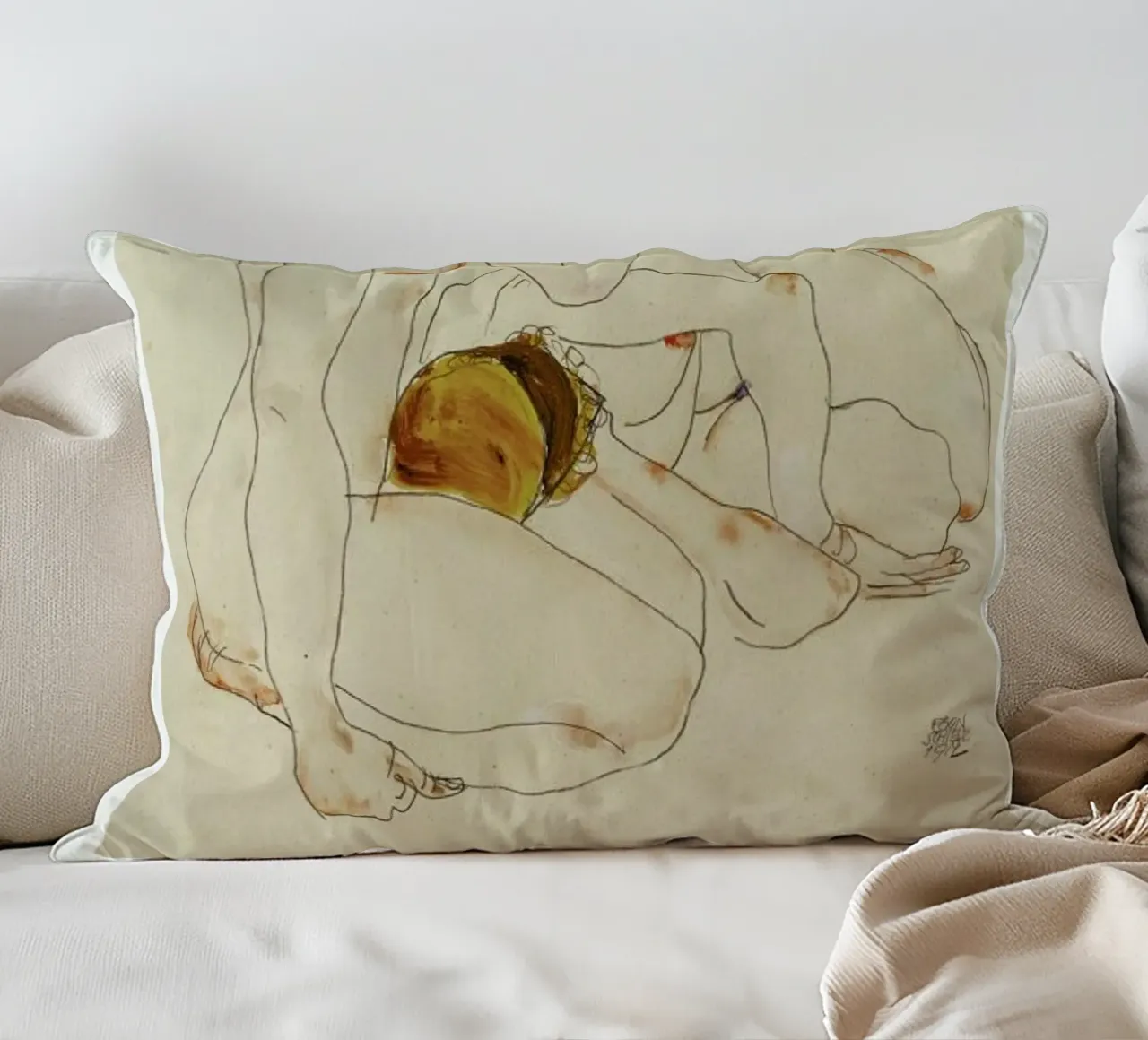 Schiele - Two Friends III cuscino da Vintage by JUNIQE