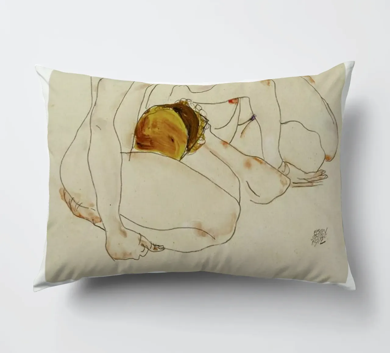 Schiele - Two Friends III cuscino da Vintage by JUNIQE
