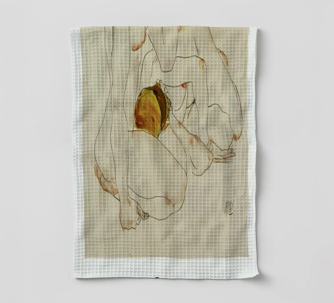 Schiele - Two Friends III canovaccio da cucina da Vintage by JUNIQE