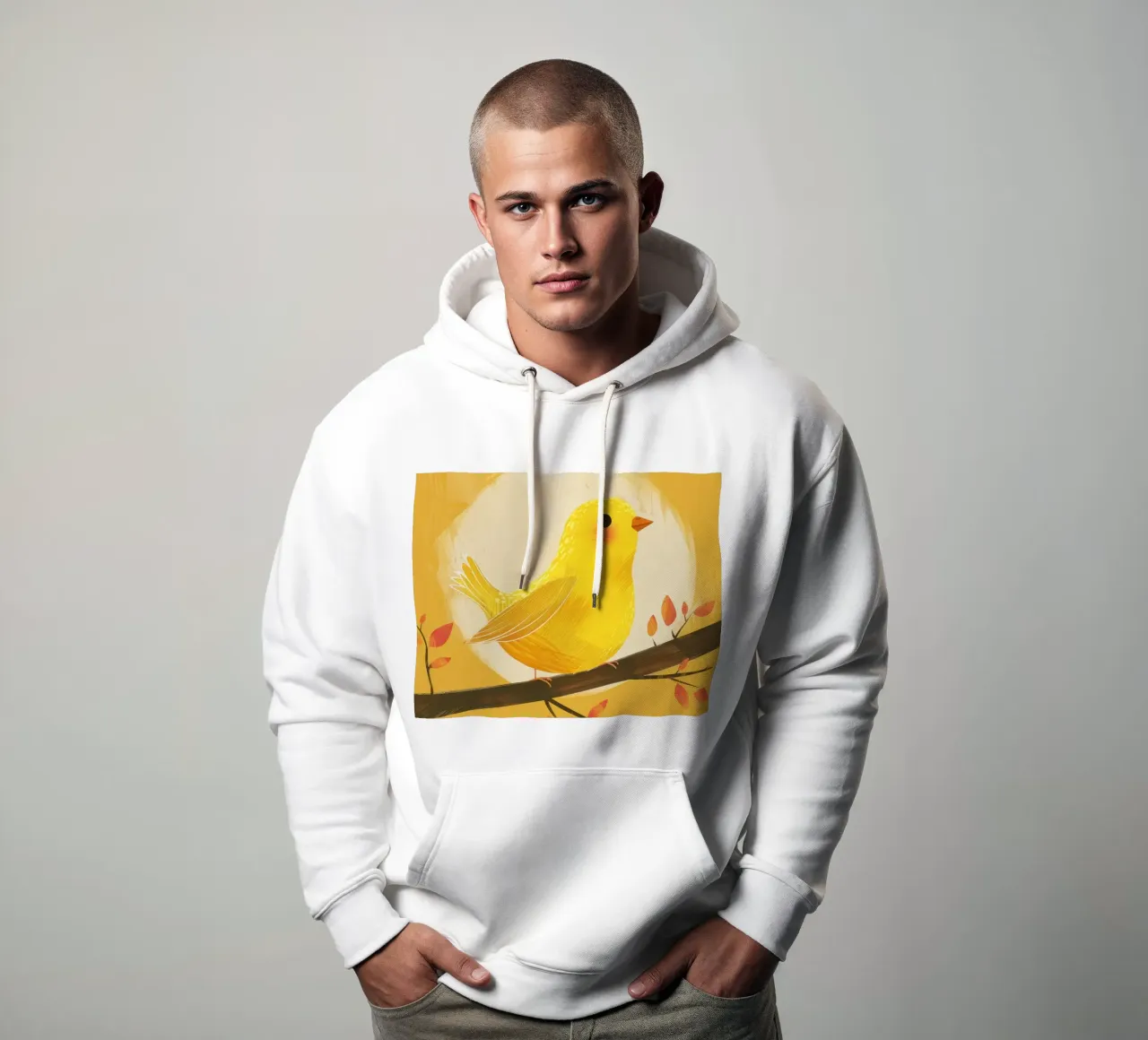 lively & artistic take on the canary with an expressive vib hoodie by DesignDoodle