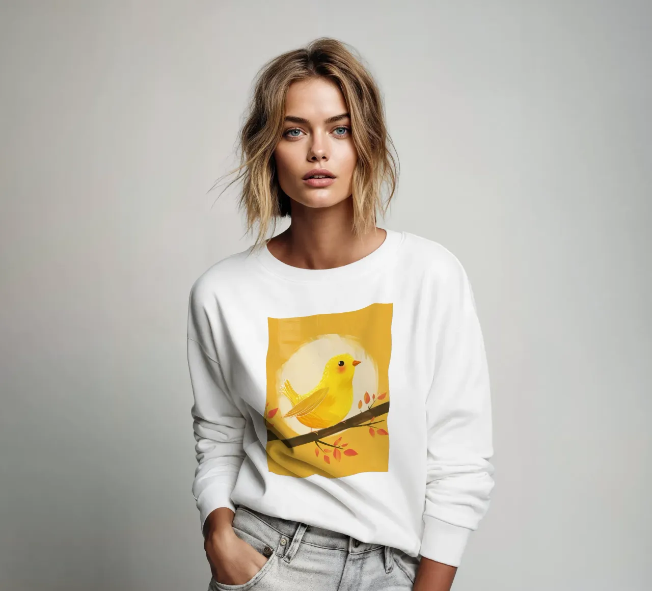 lively & artistic take on the canary with an expressive vib sweatshirt by DesignDoodle