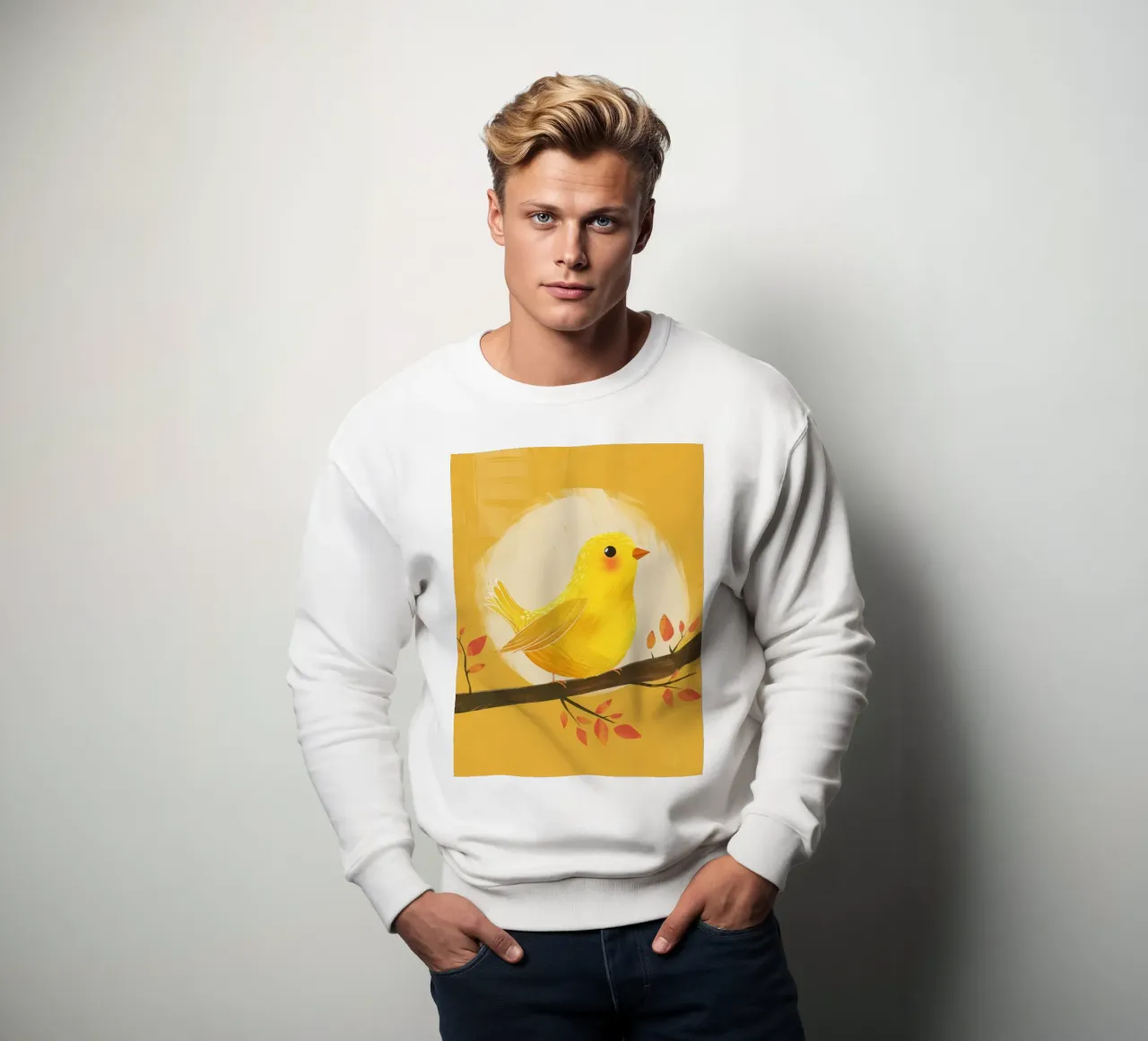 lively & artistic take on the canary with an expressive vib sweatshirt by DesignDoodle