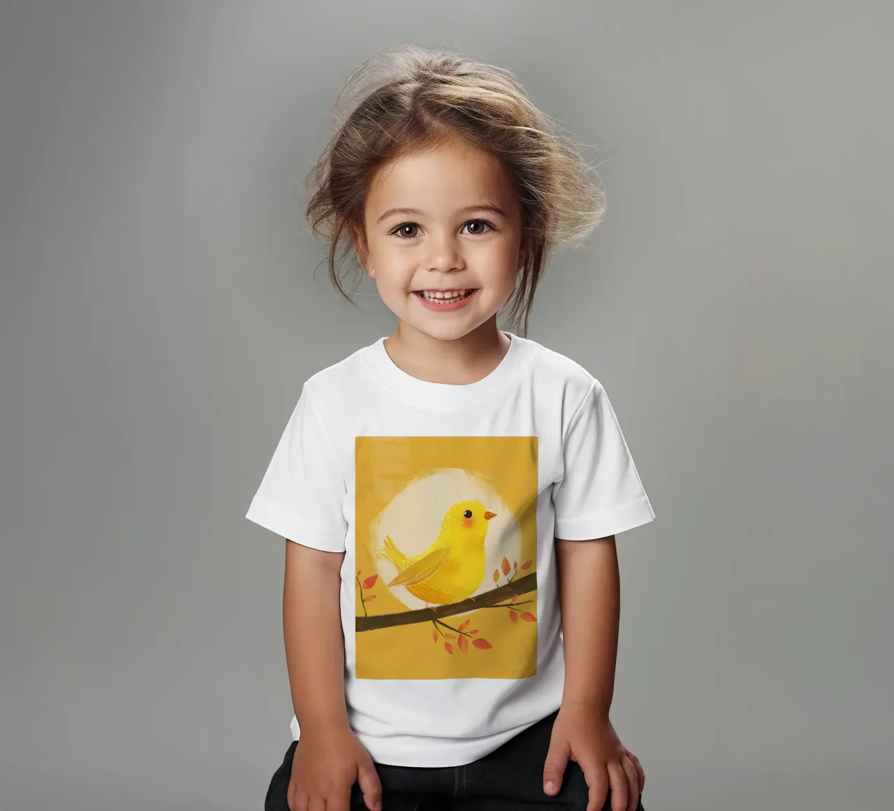 lively & artistic take on the canary with an expressive vib kids t-shirt by DesignDoodle