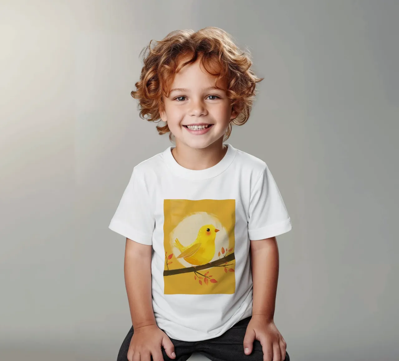 lively & artistic take on the canary with an expressive vib kids t-shirt by DesignDoodle