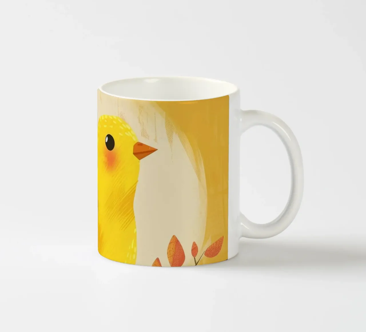 lively & artistic take on the canary with an expressive vib ceramic mug by DesignDoodle