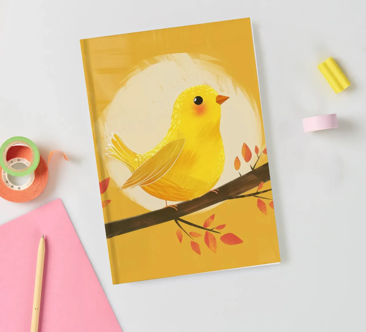 lively & artistic take on the canary with an expressive vib notebook by DesignDoodle
