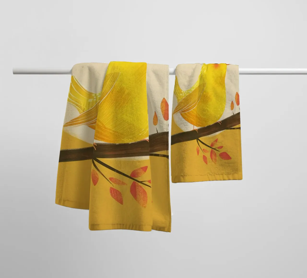 Lebendige und künstlerische Darstellung des Kanarienvogels mit ausdrucksstarker Ausstrahlung Handtuch von DesignDoodle