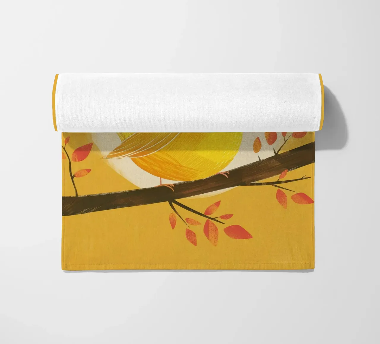 lively & artistic take on the canary with an expressive vib beach towel by DesignDoodle