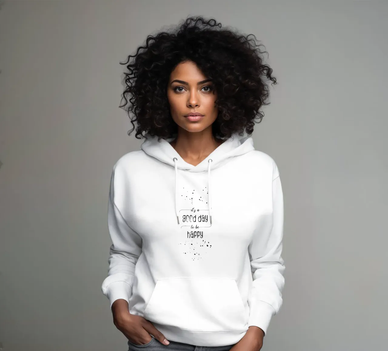 TEXT ART It is a good day to be happy Hoodie von Melanie Viola
