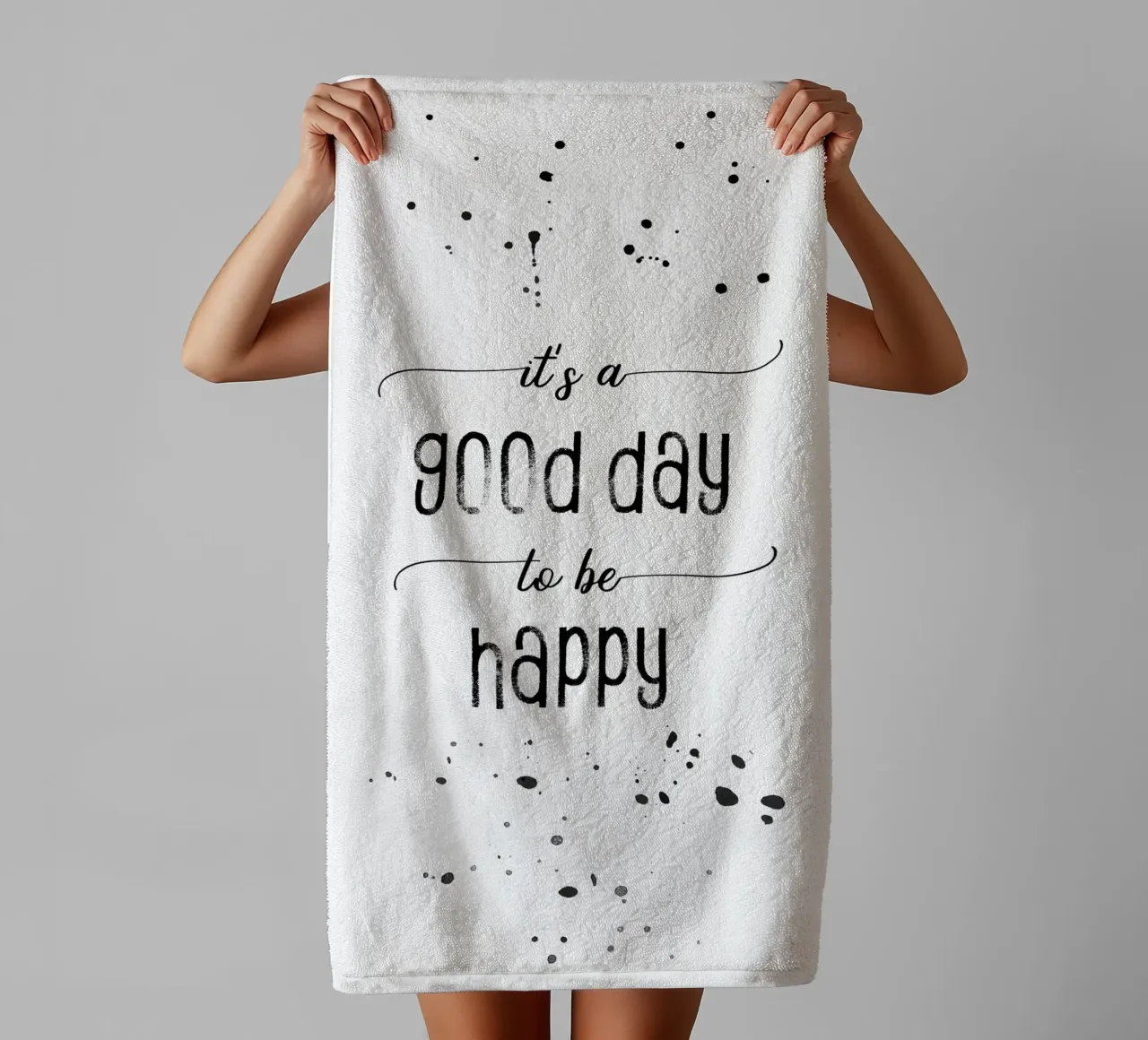 TEXT ART It is a good day to be happy asciugamano da bagno da Melanie Viola