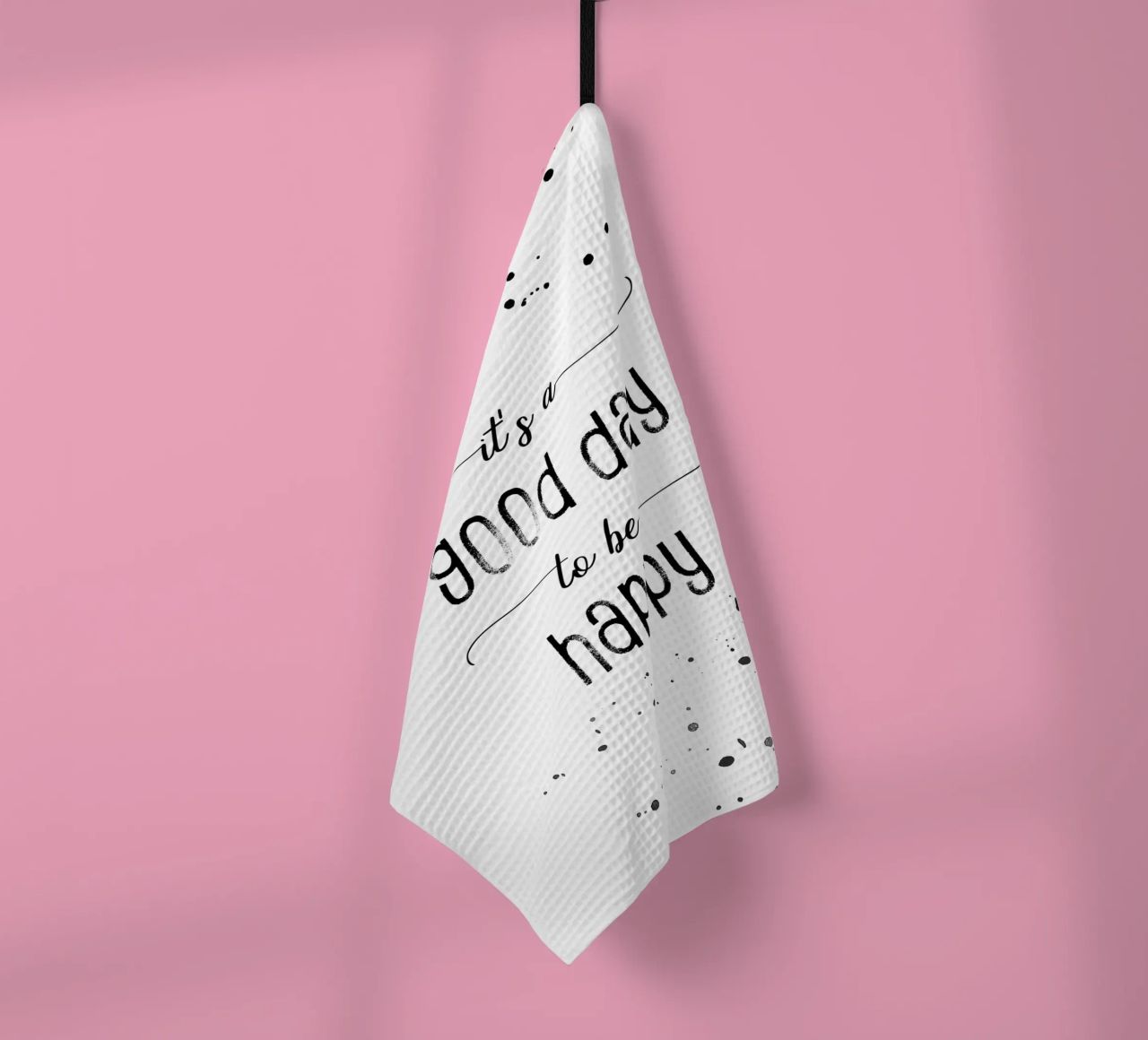 TEXT ART It is a good day to be happy canovaccio da cucina da Melanie Viola