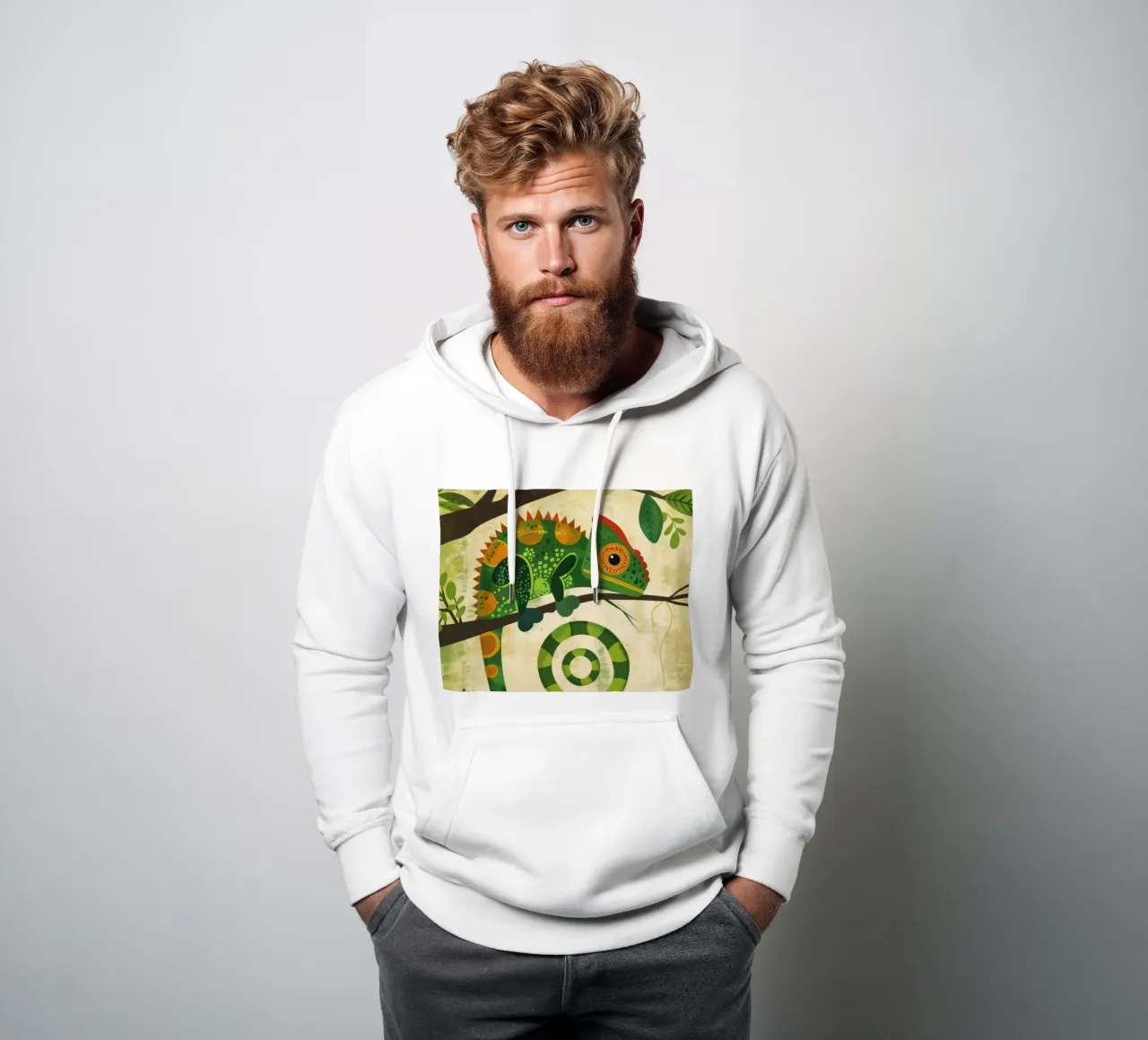 ilustración del camaleón con la singular cola en espiral sudadera con capucha de DesignDoodle
