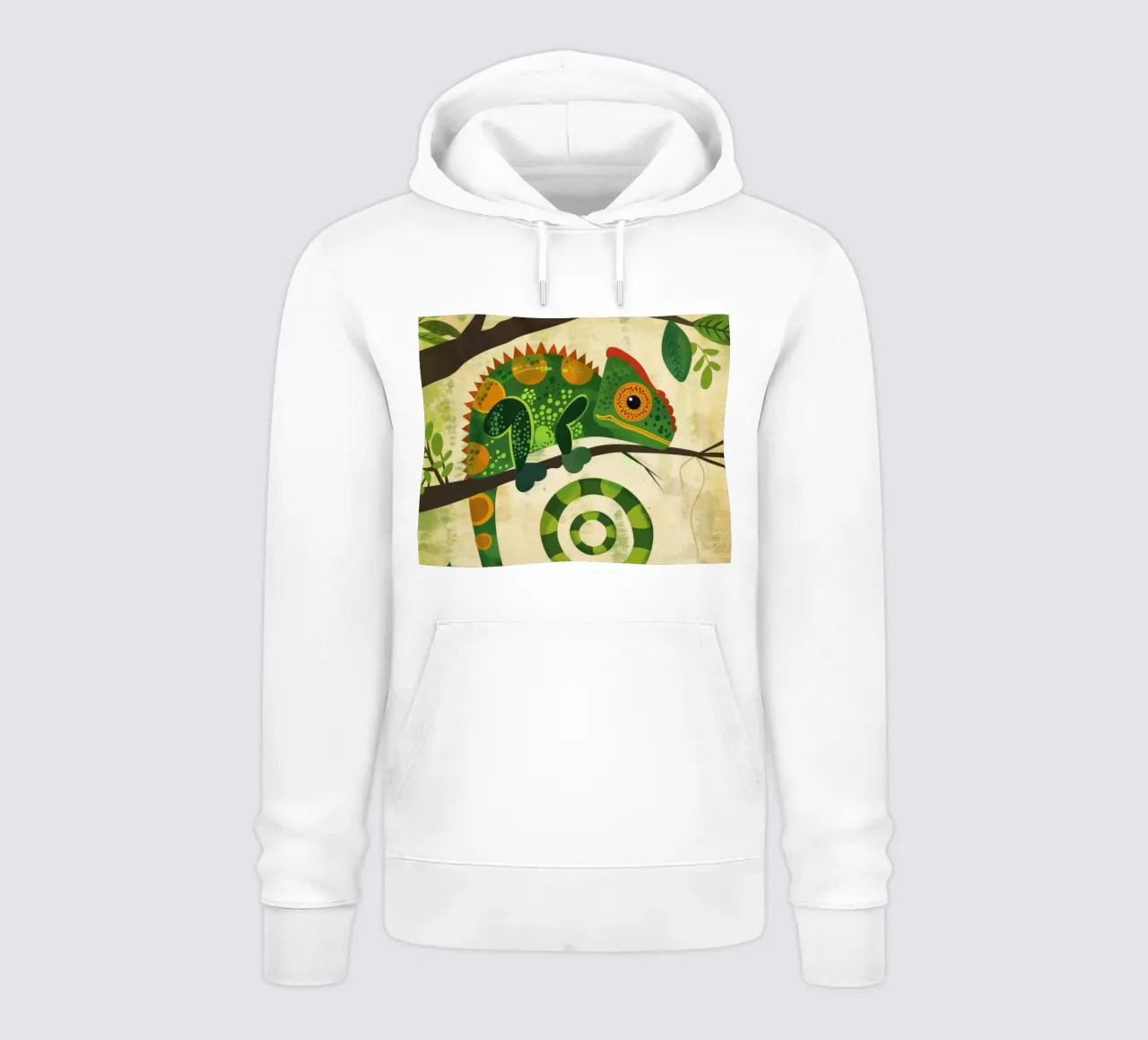 ilustración del camaleón con la singular cola en espiral sudadera con capucha de DesignDoodle
