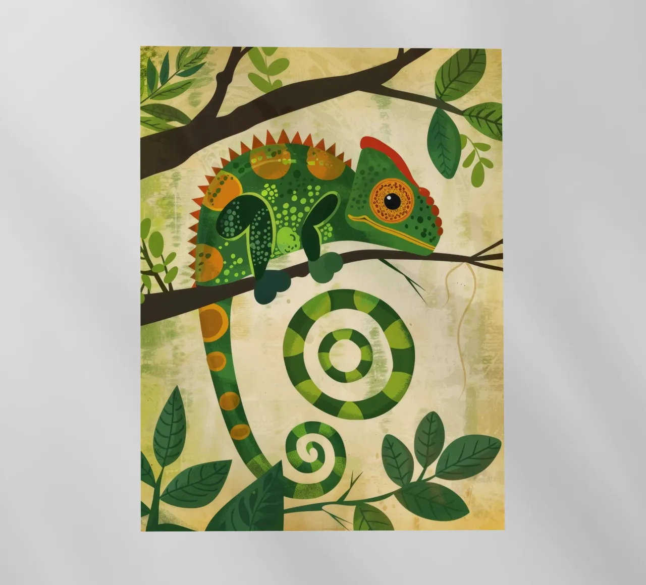 illustrazione del camaleonte con l'esclusiva coda a spirale pellicola backlit da DesignDoodle