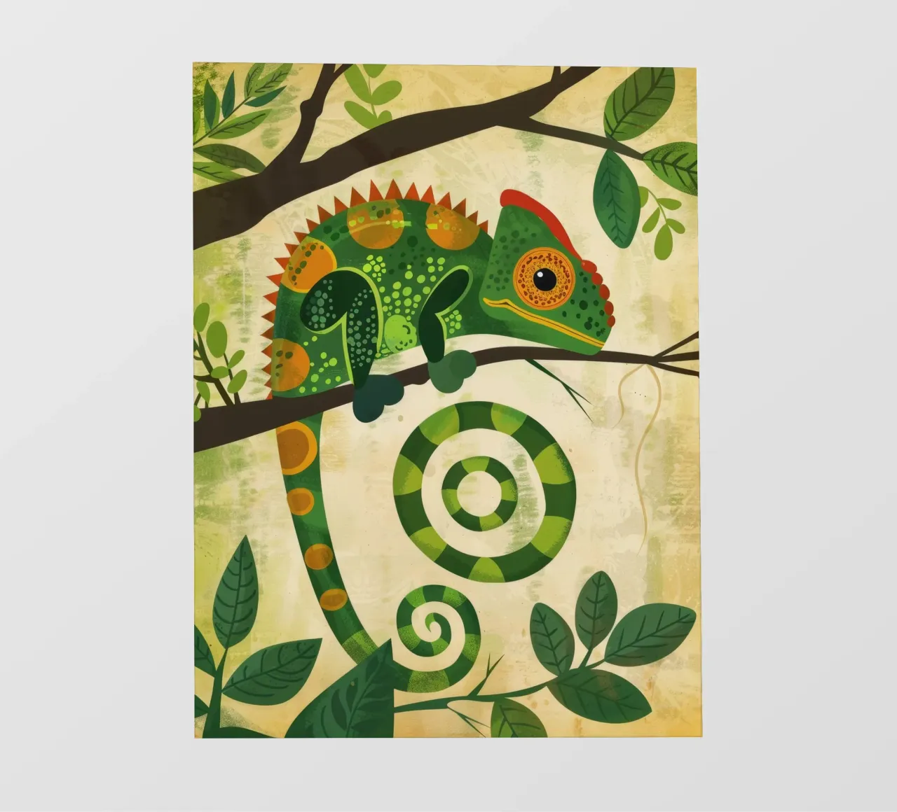 illustrazione del camaleonte con l'esclusiva coda a spirale pellicola backlit da DesignDoodle