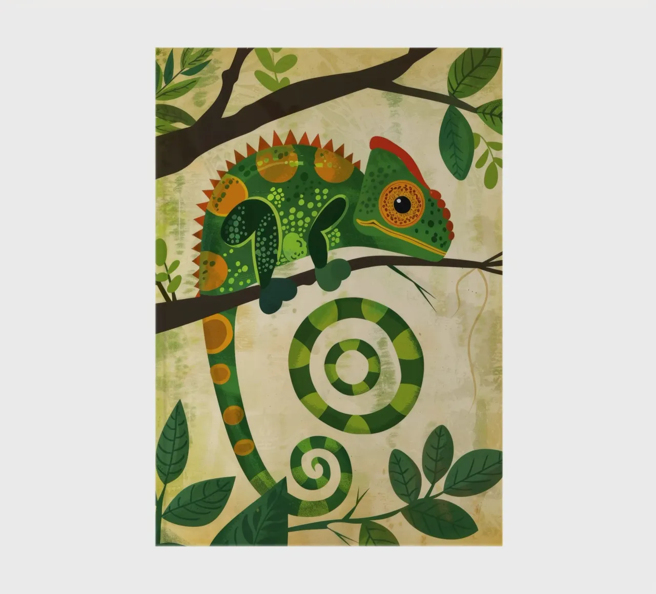 chameleon illustration with the unique, spiraled tail notebook by DesignDoodle