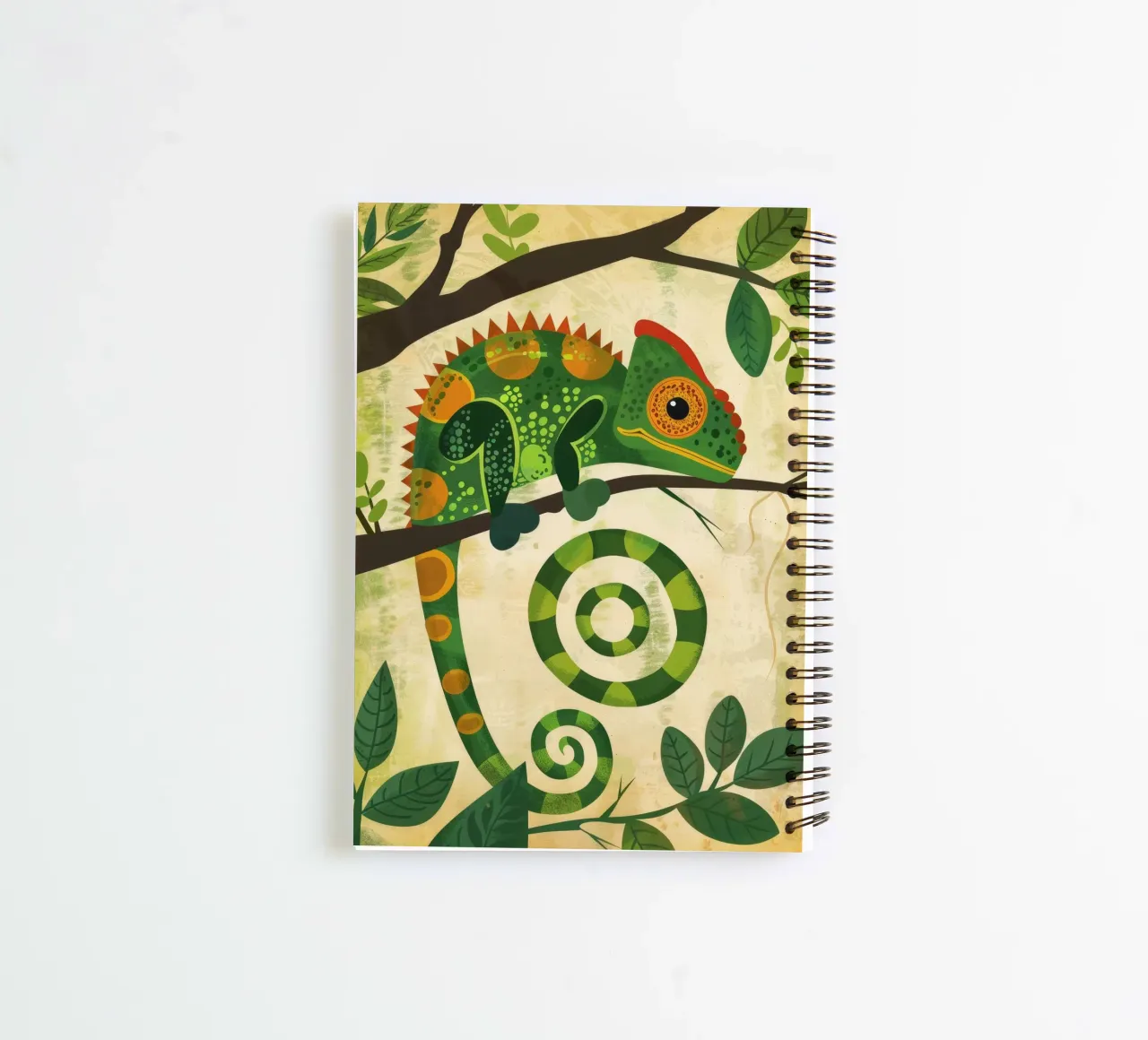 chameleon illustration with the unique, spiraled tail spiral notebook by DesignDoodle