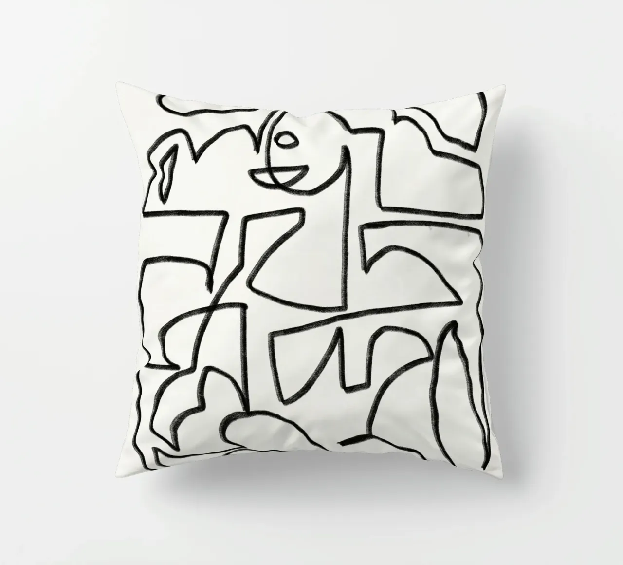 Line art mona lisa flow cuscino da Little Dean