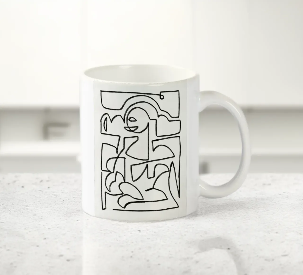 Line art mona lisa flow tazza in ceramica da Little Dean