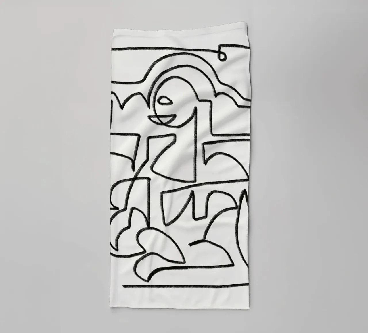 Line art mona lisa flow asciugamano da bagno da Little Dean