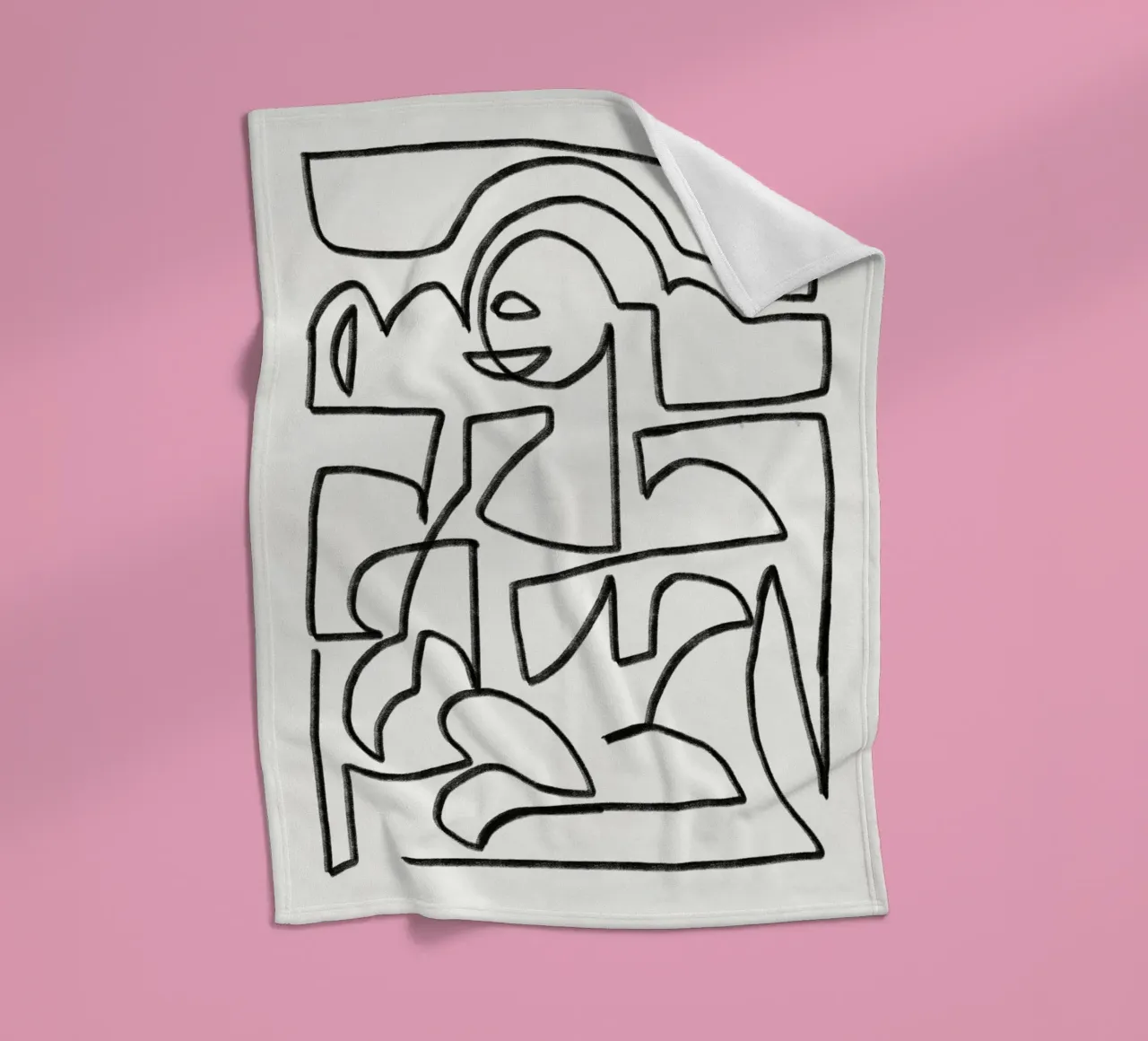 Line art mona lisa flow coperta in pile da Little Dean