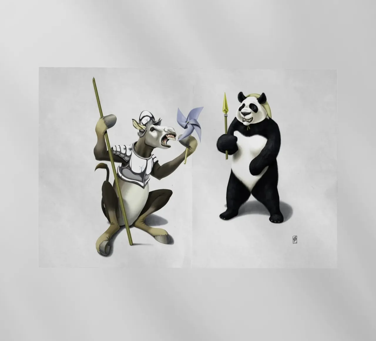Donkey Xote and Sancho Panda (Wordless) pellicola backlit da Rob Art | Illustration