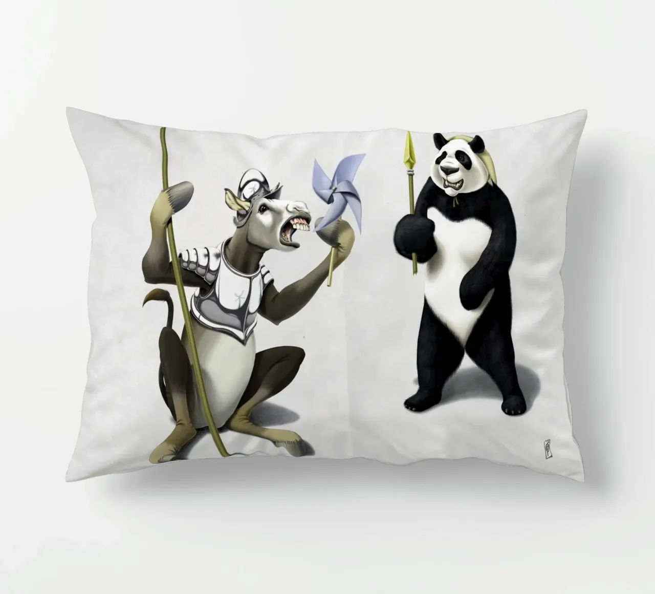 Donkey Xote and Sancho Panda (Wordless) cuscino da Rob Art | Illustration