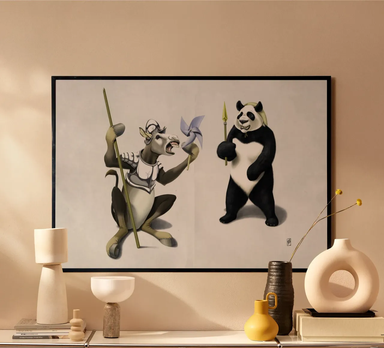 Donkey Xote and Sancho Panda (Wordless) carta hahnemühle da Rob Art | Illustration