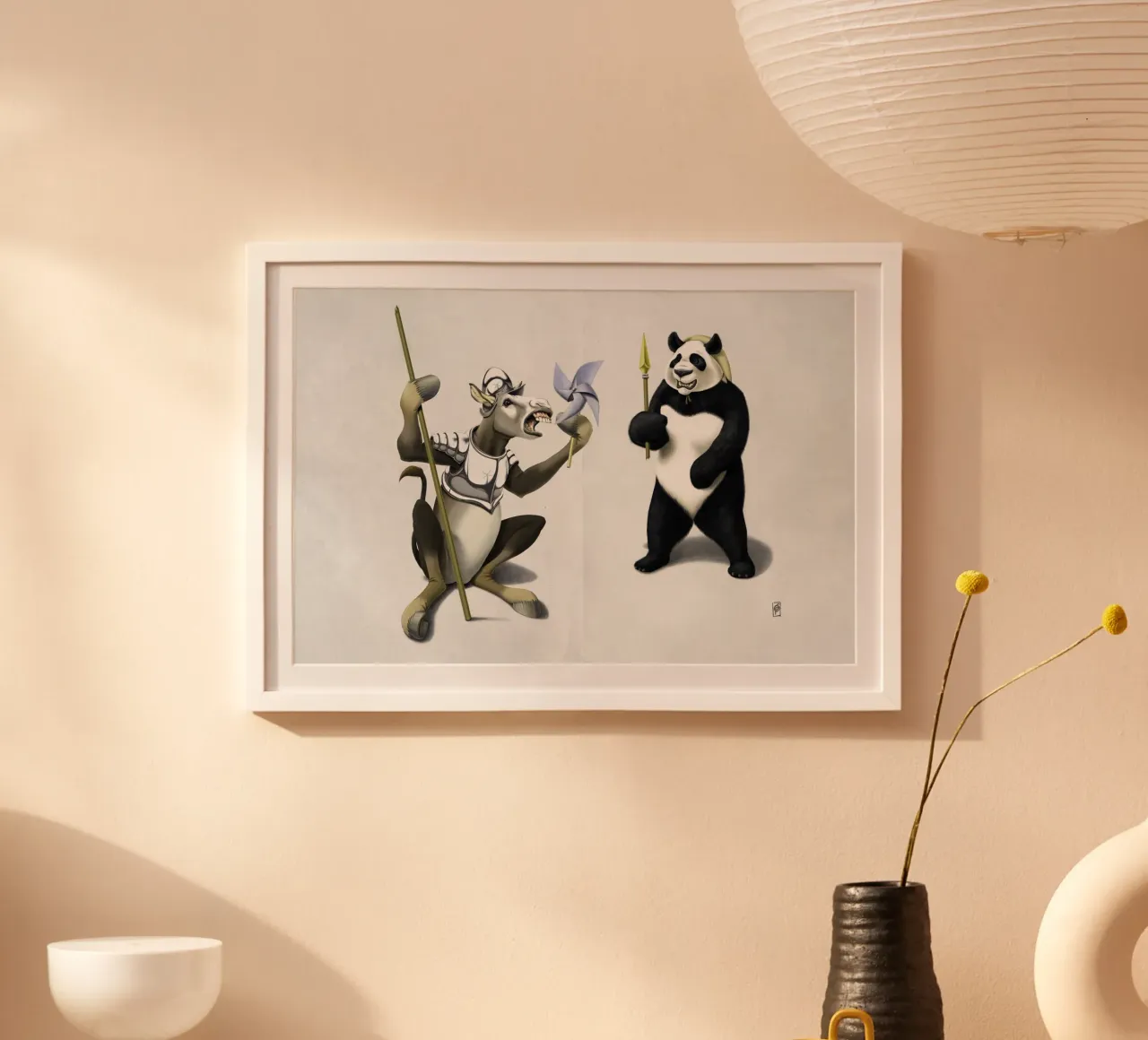 Donkey Xote and Sancho Panda (Wordless) carta hahnemühle da Rob Art | Illustration
