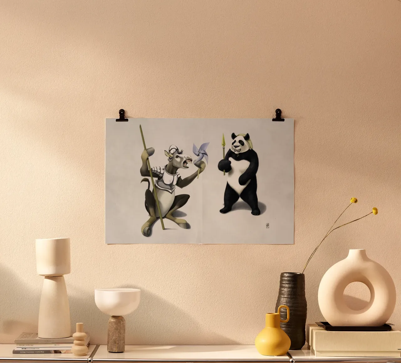 Donkey Xote and Sancho Panda (Wordless) carta hahnemühle da Rob Art | Illustration