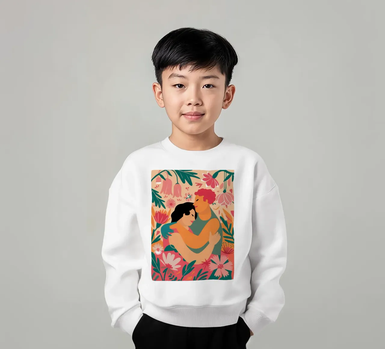Floral Embrace Bliss kids sweatshirt by Peak Delusion
