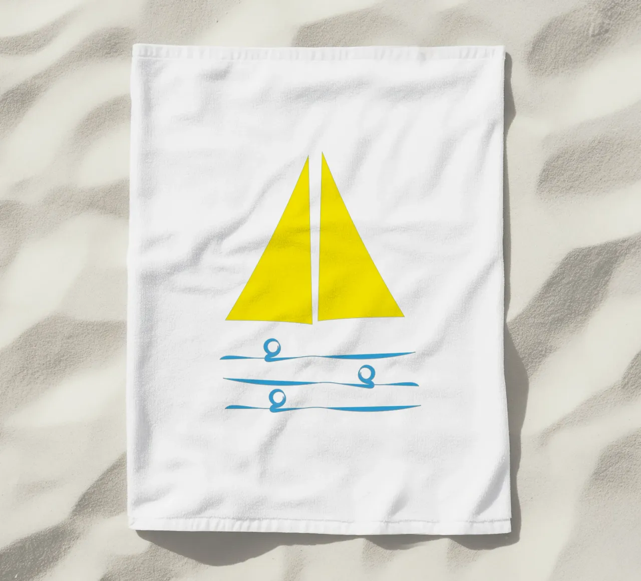 Sailboat in the sun / Serenity 3 beach towel by Carrot & Soul