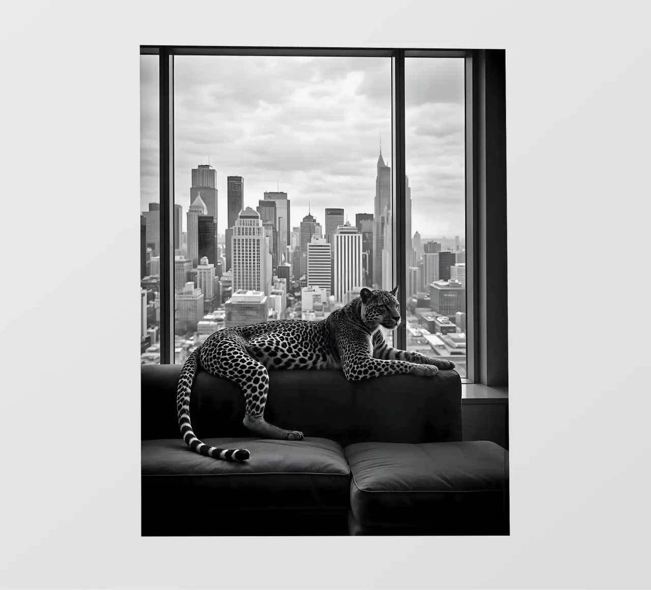 Leopard Relaxing on Sofa in NYC Luxury Apartment Scene telo in pvc da heaventrain