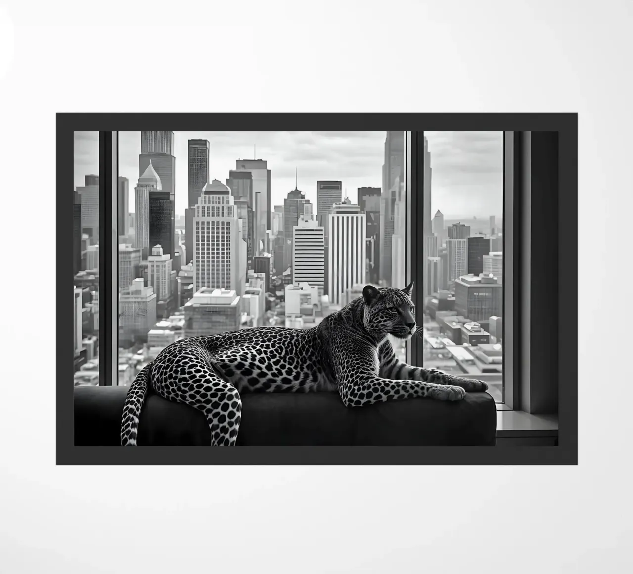 Leopard Relaxing on Sofa in NYC Luxury Apartment Scene zerbino da heaventrain
