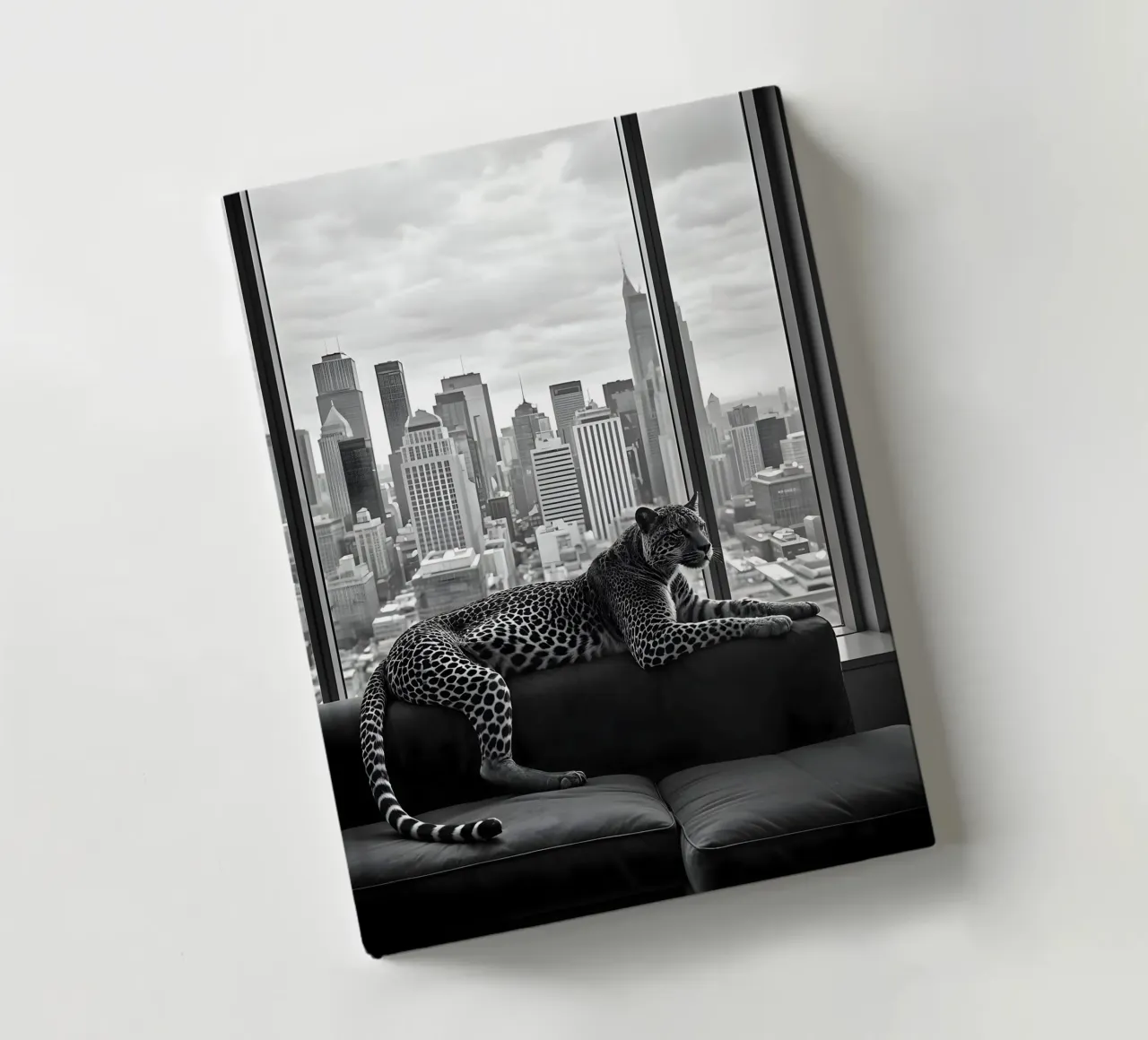 Leopard Relaxing on Sofa in NYC Luxury Apartment Scene diario da heaventrain