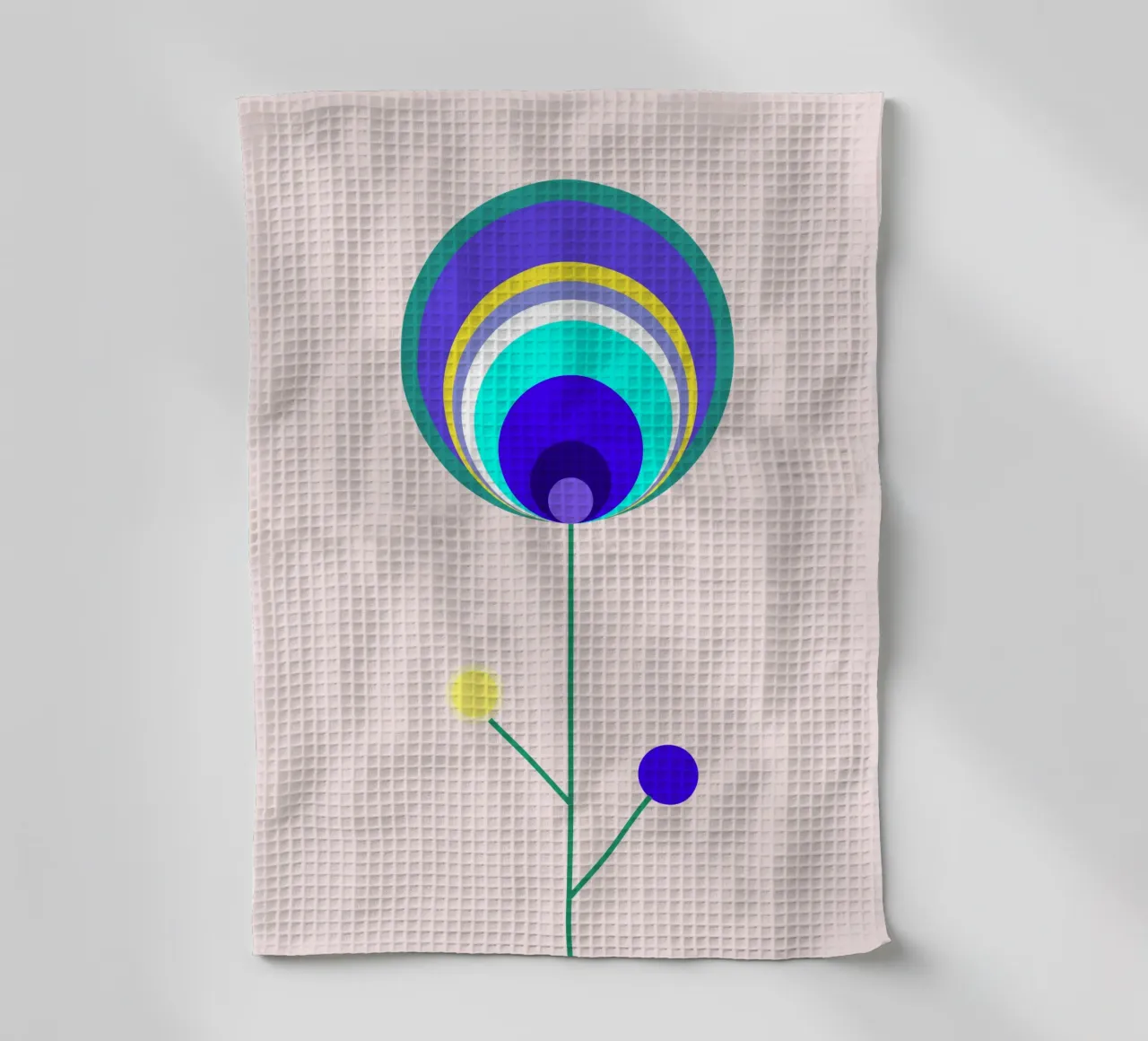 Fiore astratto con piume di pavone, fiore lecca-lecca, geometrico canovaccio da cucina da Lilou Art