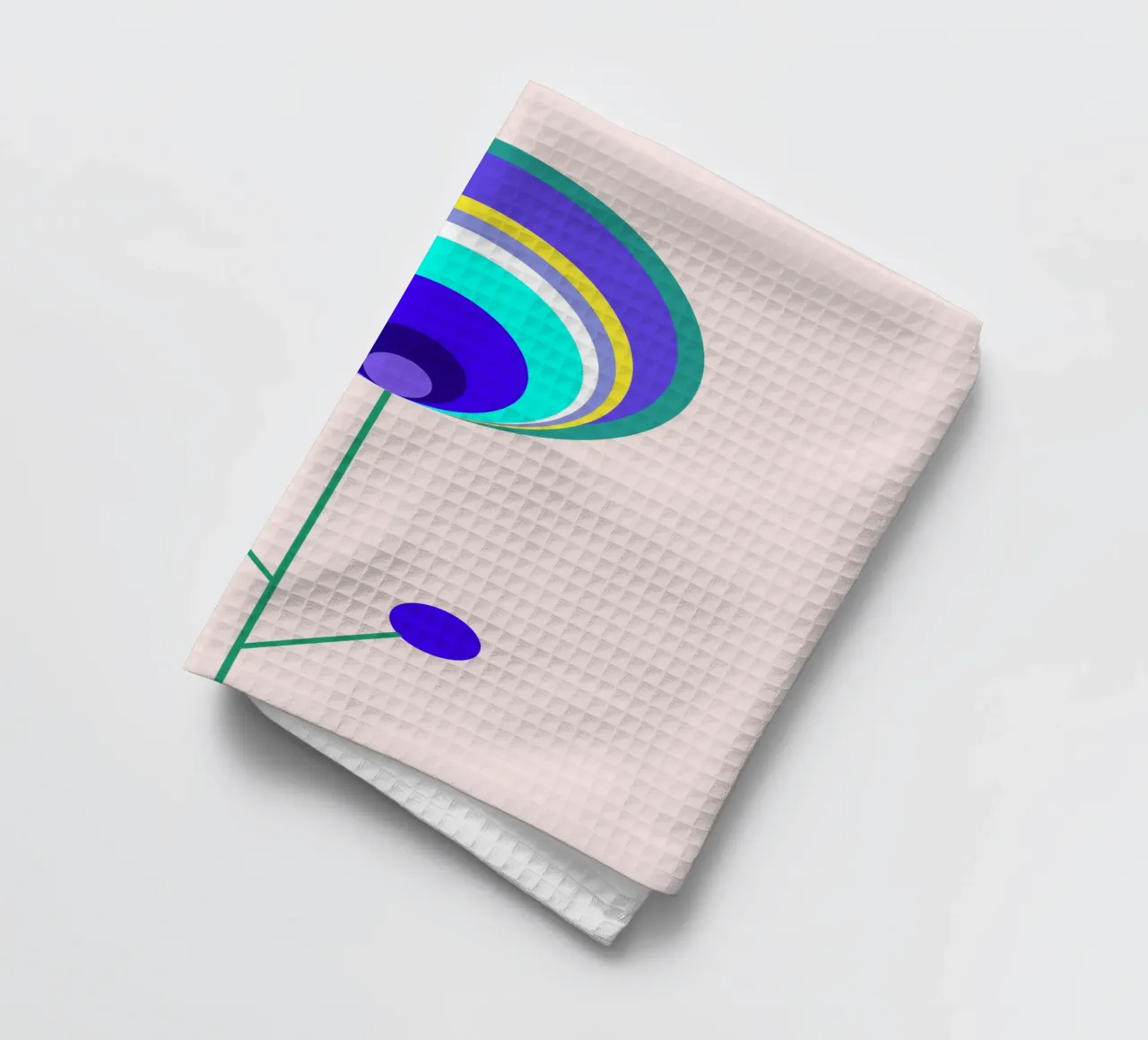 Fiore astratto con piume di pavone, fiore lecca-lecca, geometrico canovaccio da cucina da Lilou Art