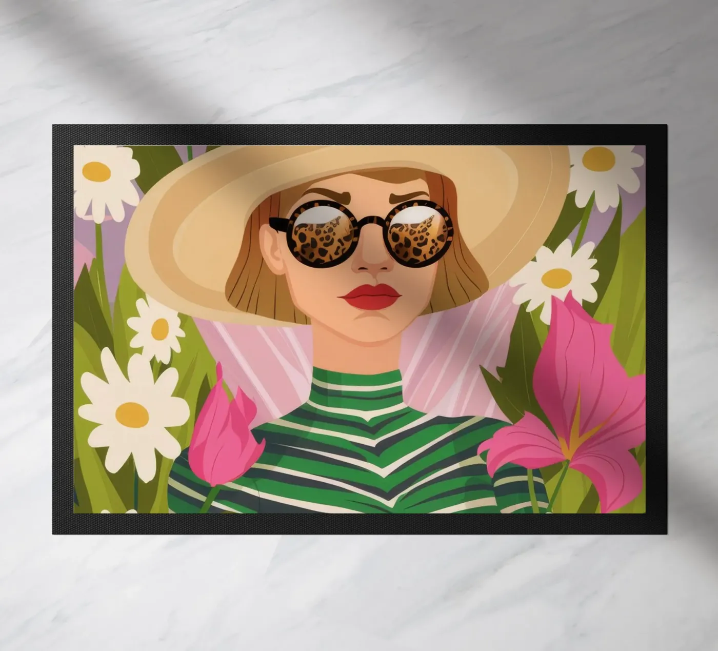 Daisy Hat Chic doormat by Peak Delusion