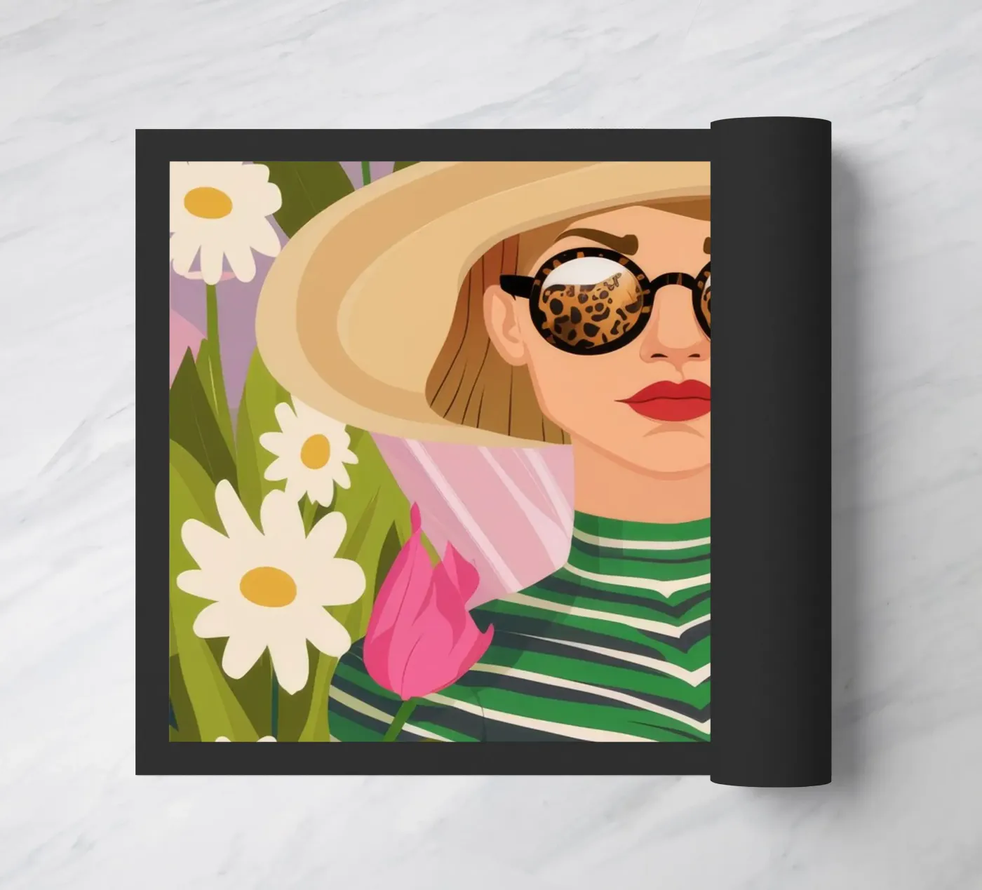 Daisy Hat Chic doormat by Peak Delusion