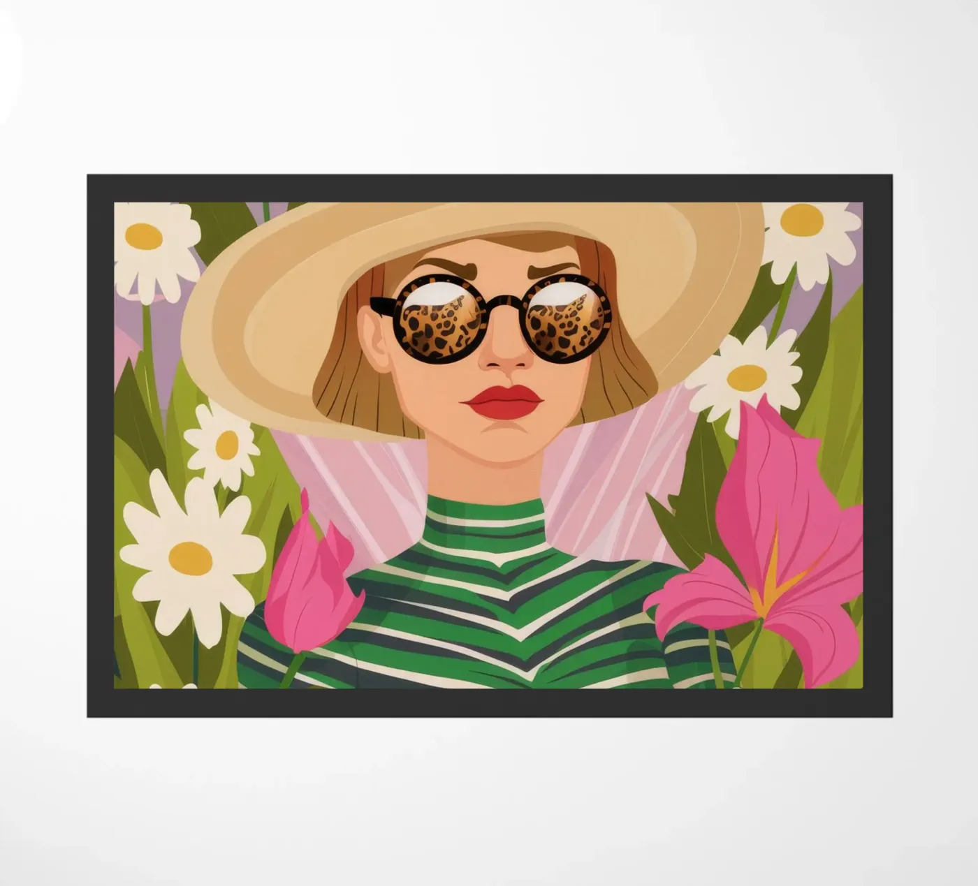 Daisy Hat Chic doormat by Peak Delusion