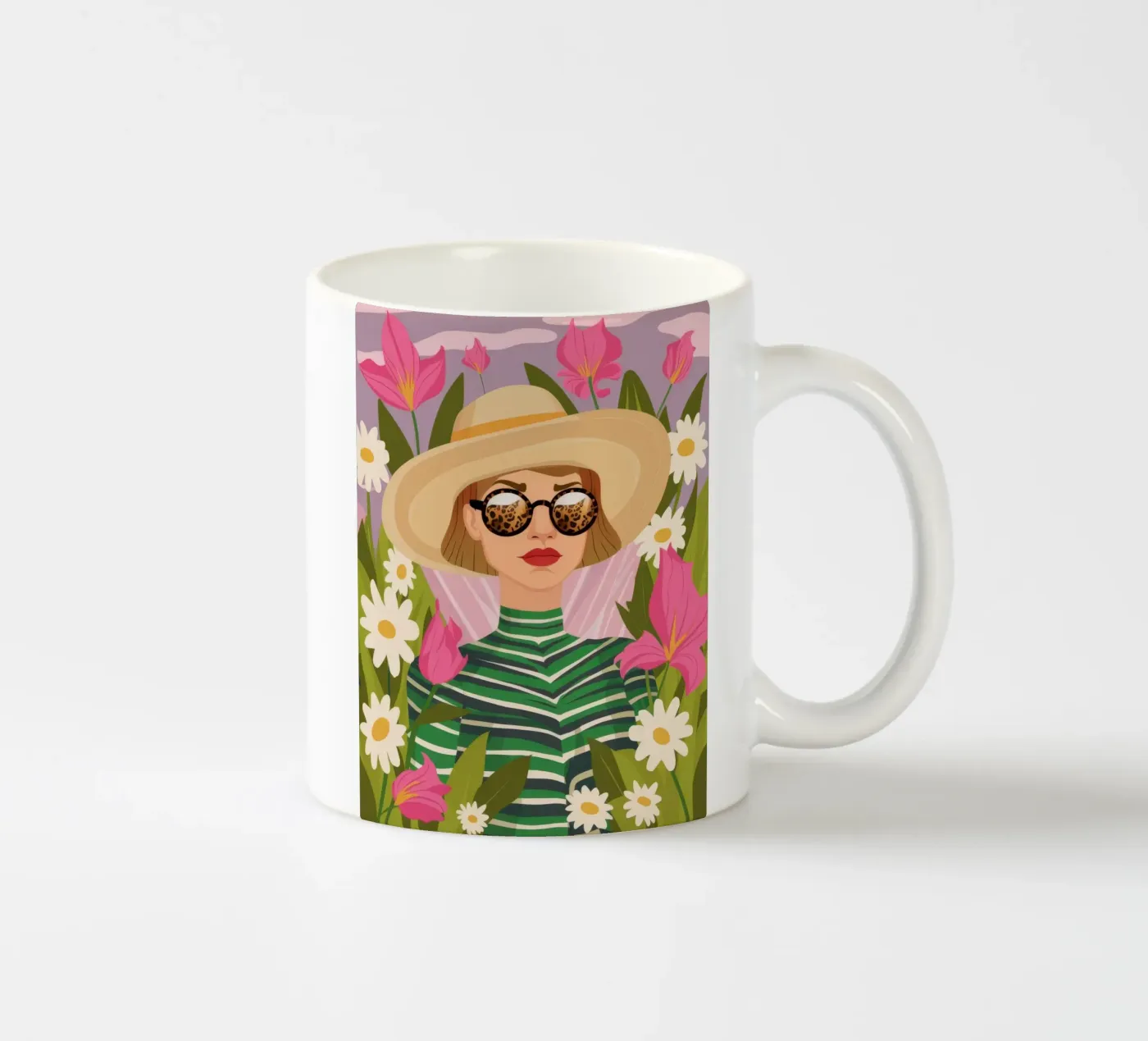Daisy Hat Chic ceramic mug by Peak Delusion
