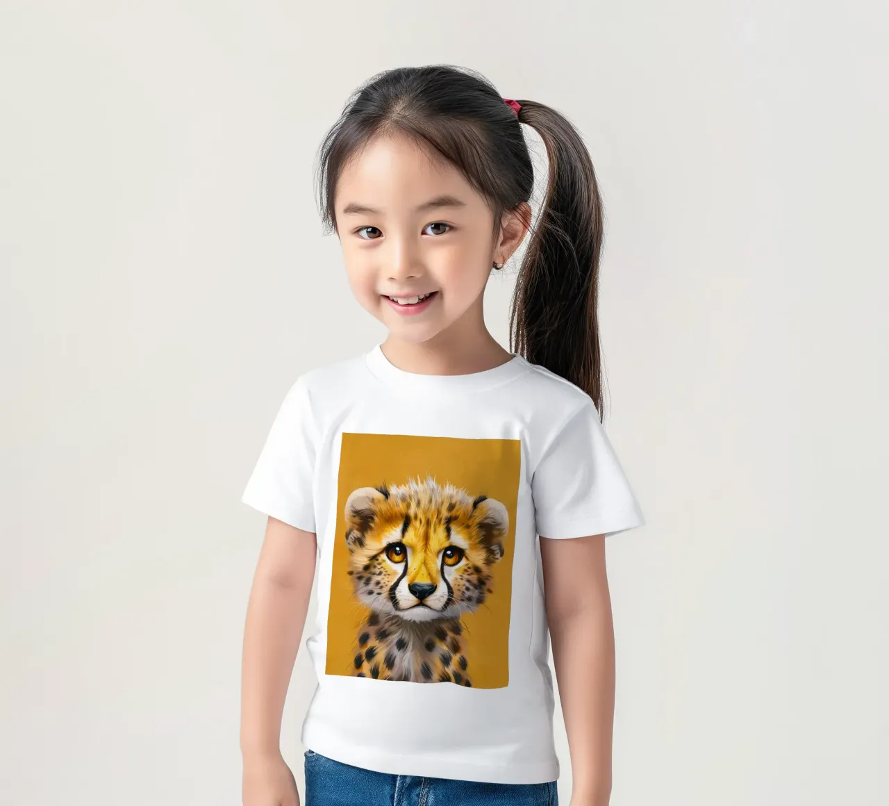 cucciolo di ghepardo, con grandi occhi e un'espressione dolce e giocosa t-shirt bambini da DesignDoodle