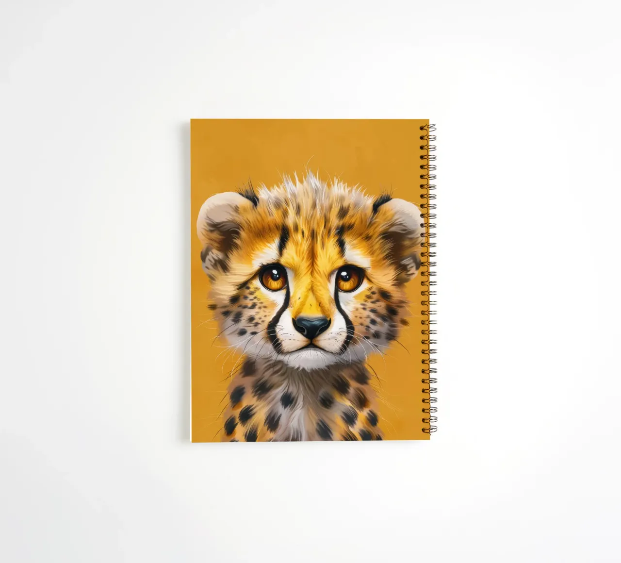 cheetah cub, with big eyes and a soft, playful expression spiral notebook by DesignDoodle