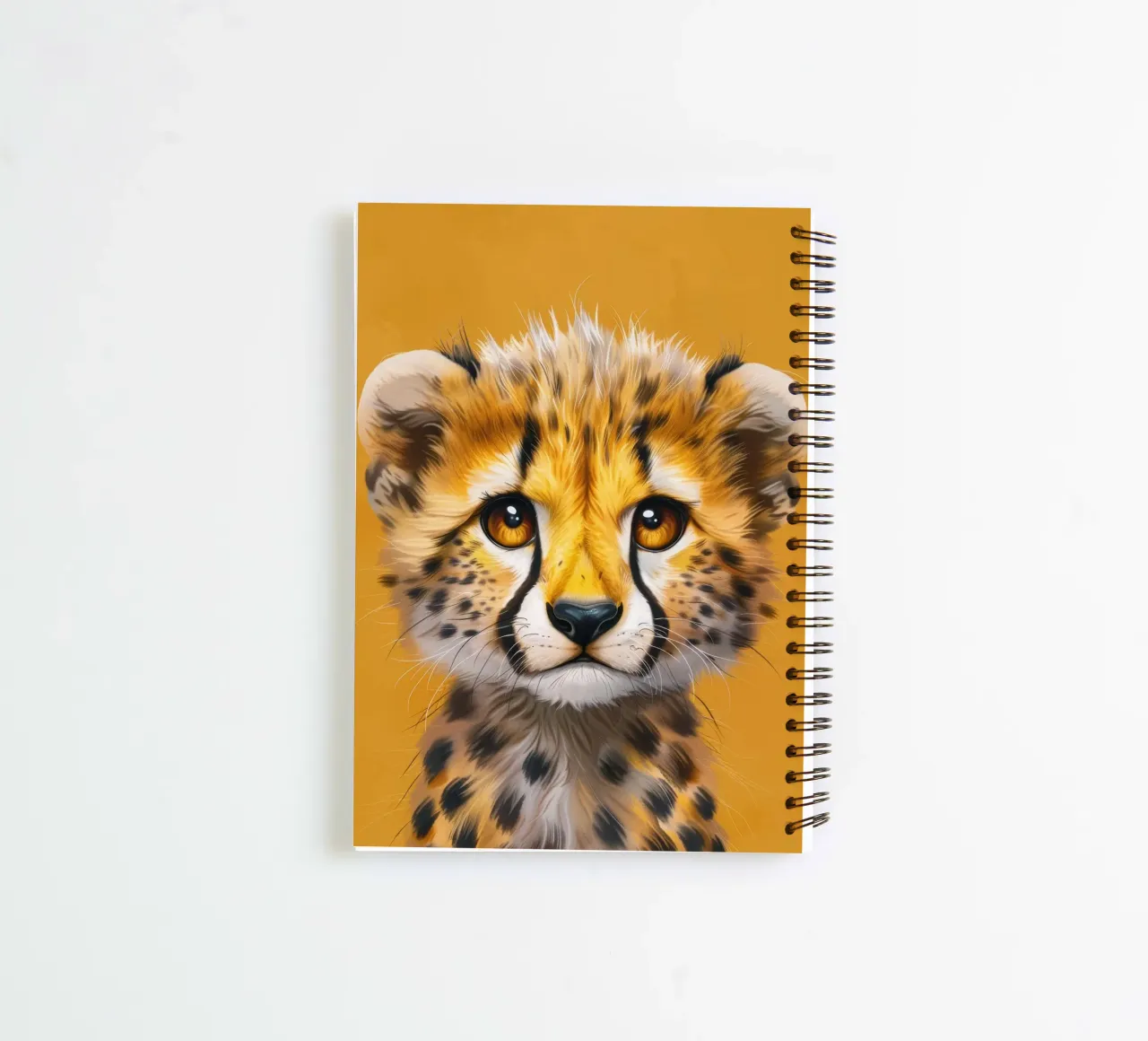 cheetah cub, with big eyes and a soft, playful expression spiral notebook by DesignDoodle