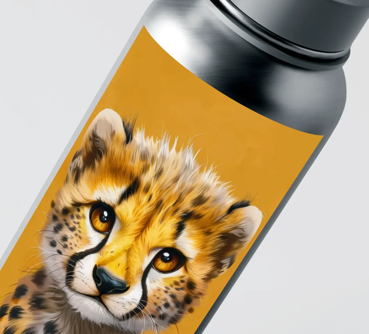cheetah cub, with big eyes and a soft, playful expression sticker by DesignDoodle