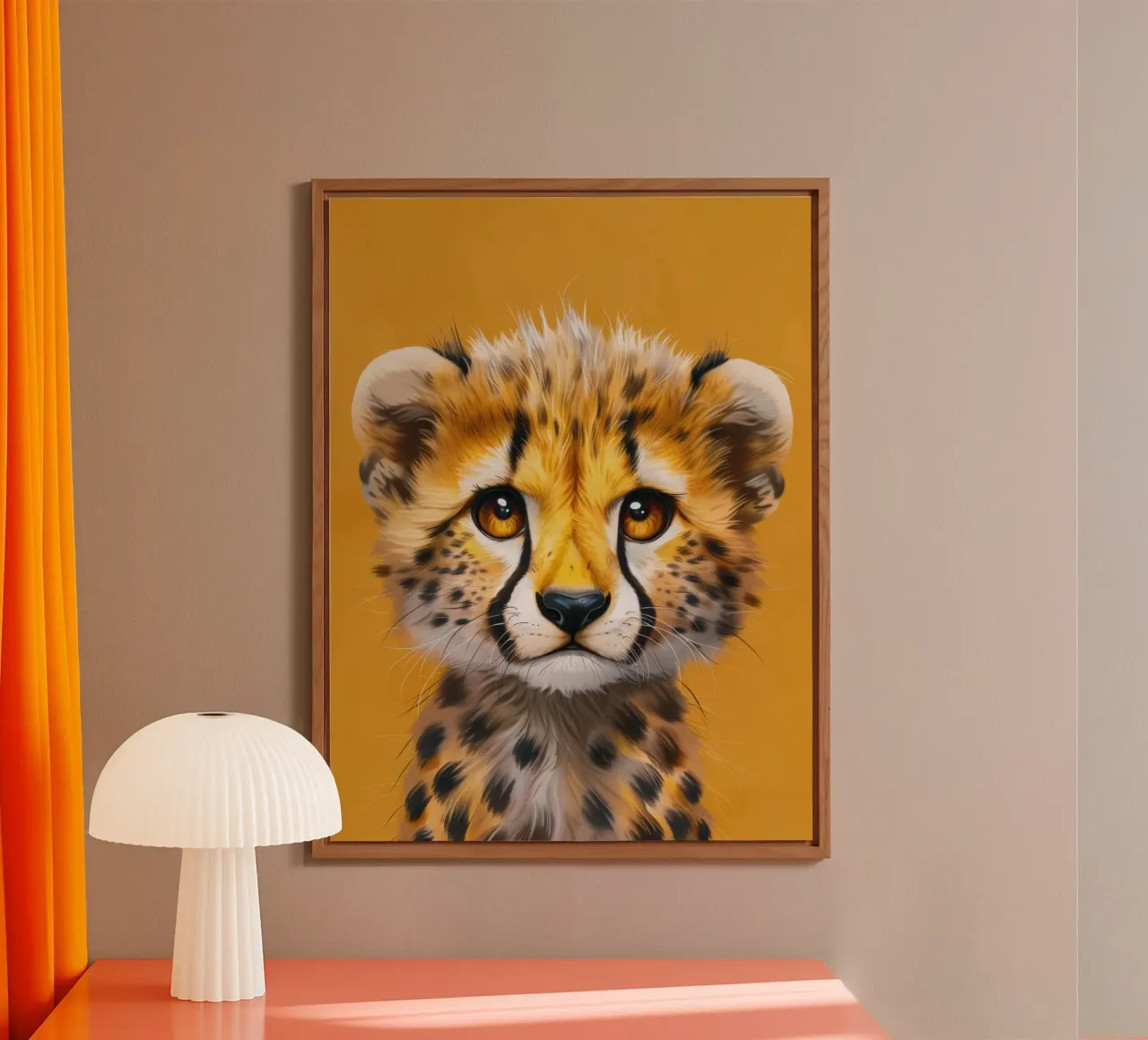 cucciolo di ghepardo, con grandi occhi e un'espressione dolce e giocosa alluminio dibond da DesignDoodle
