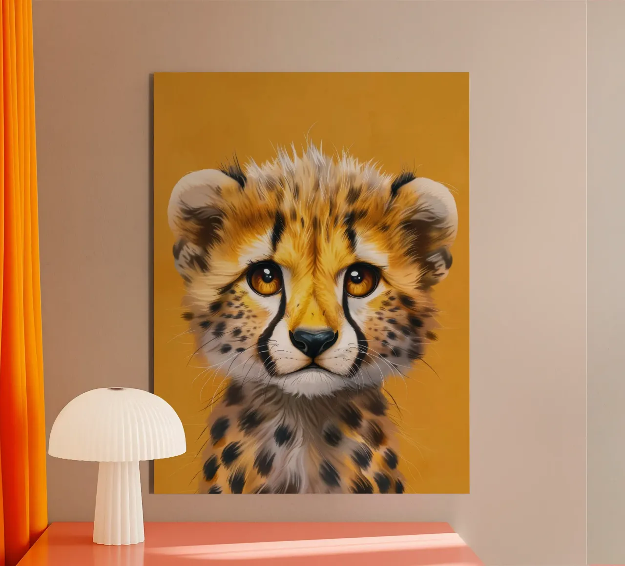 cucciolo di ghepardo, con grandi occhi e un'espressione dolce e giocosa alluminio dibond da DesignDoodle